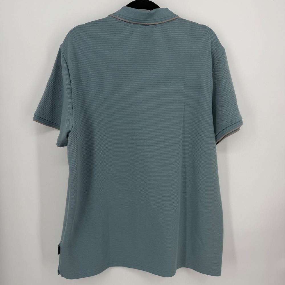 Ben Sherman Cotton Blend Polo Shirt Mens XL Smoke Blue New Textured Short Sleeve - Picture 5 of 7